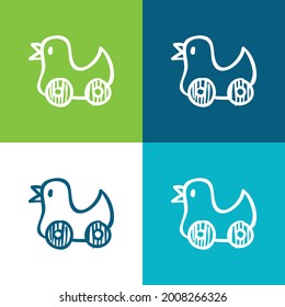 Bird Toy Chair With Wheels Flat four color minimal icon set
