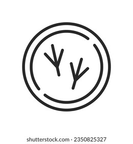 Bird Tracks Circle Icon. Vector Linear Illustration of Avian Footprints Symbolizing Nature Trail, Bird Hunting and Ornithology