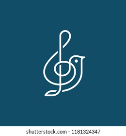 Bird As A Treble Clef Vector Icon.