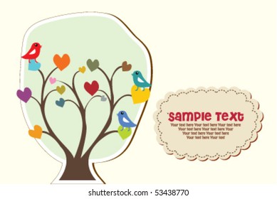 bird tree cute card