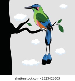 Bird and tree vector illustration image with editable and scalable eps format.