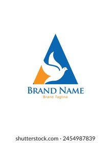 Bird in triangle background logo icon design template