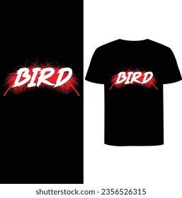Bird t-shirt. simple design black red and white colour