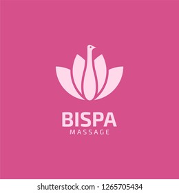 Bird and tulip combination, design inspiration vector template for beauty company