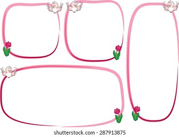 bird with tulip flowers border