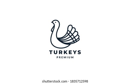 bird turkeys simple line logo vector illustration design