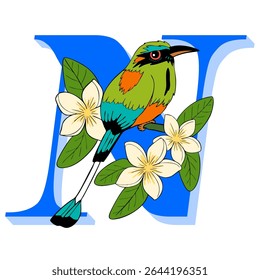 Pássaro Turquesa-de-testa Eumomota superciliosa. Pássaro nacional da Nicarágua.