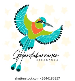 Pássaro Turquesa-de-testa Eumomota superciliosa. Pássaro nacional da Nicarágua.
