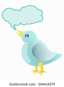 bird tweeting with bubble text icon isolated on white