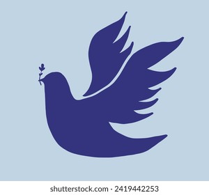 Bird and twig symbol of love peace and freedom. Stop world war. 