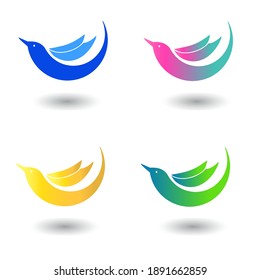 Bird U Letter initial based Logo Design in Gradients Colors. Creative Modern animal shape with Letters Vector Icon Logo idea Illustration.