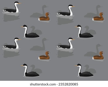Bird US Grebe Set Cartoon Seamless Wallpaper Background
