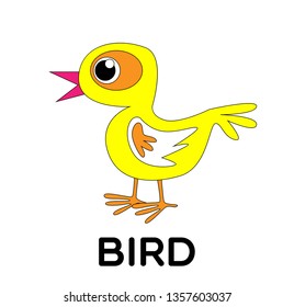 bird, vector animal cartoon, coloring book or page