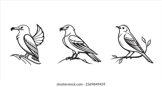 Bird vector black set eps