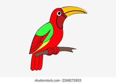 Vector de pájaro en un estilo colorido brillante sobre el aislamiento de fondo blanco. Perfecto para iconos en sus diseños