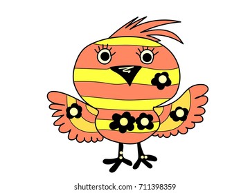 Bird vector cartoon wallpaper colorful art wing baby bird flying black flower background