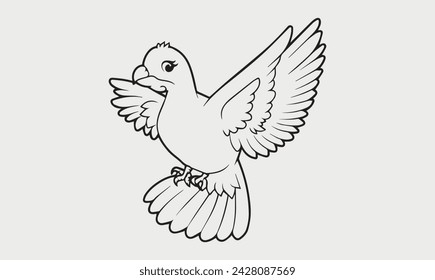 Bird vector coloring page for kids