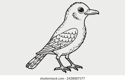 Bird vector coloring page for kids