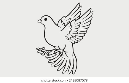 Bird vector coloring page for kids