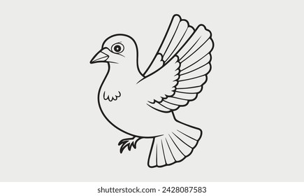 Bird vector coloring page for kids