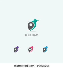 Bird vector, fly, location icon