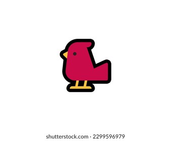 Bird vector icon. Red Bird Emoji illustration. Isolated bird vector emoticon