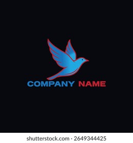 Design de logotipo de modelo de ícone de vetor de pássaro com cor azul