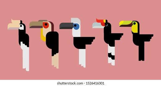 Bird Vector Illustration Collection. Simple Vector Various Bird Species