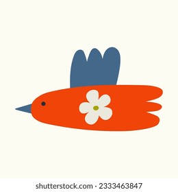 Bird, vector illustration. Decorative abstract art on isolated background.