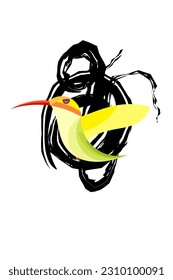 Bird vector illustration design with spreading wings, soft colors, modern, elegant, minimalist