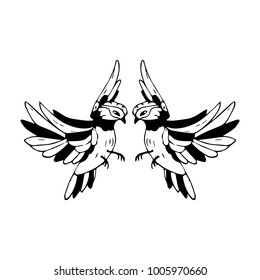 Bird vector illustration. Doodle style. Design, print, logo, decor, textile, paper.