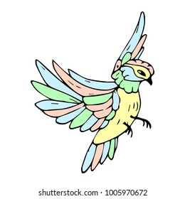 Bird vector illustration. Doodle style. Design, print, logo, decor, textile, paper.