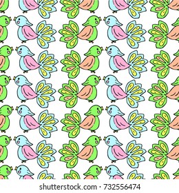 Bird vector illustration. Doodle style. Design icon, print, logo, symbol, decor, textile, paper.