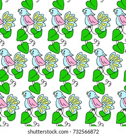 Bird vector illustration. Doodle style. Design icon, print, logo, symbol, decor, textile, paper.