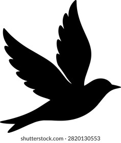 Bird vector illustration, flying dove silhouette, wildlife graphic design, freedom symbol element, nature animal icon, peaceful avian art.