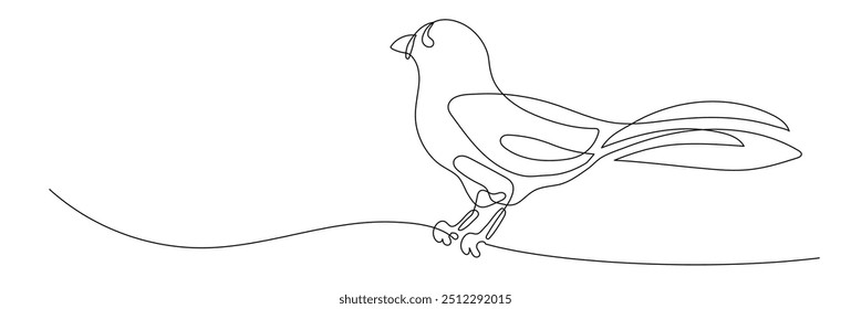 Bird vector illustration in one continuous editable line drawing style. Editable stroke