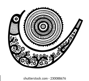 Bird, Vector illustration Oriental design of a Bird with floral Decoration