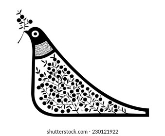 Bird, Vector illustration Oriental design of a Bird with floral decoration