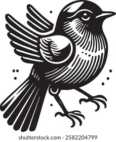 Bird, vector illustration. Scratch board. elements for greeting cards, stickers, banners, and seasonal design. 