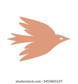 Bird vector illustration in simple hand drawn and linocut style natural print, poster or logo design template