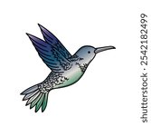 Bird Vector Image, Humming Bird Fly Image Cartoon, Colibri or Hummingbird Clip Art Image.