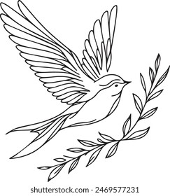 Bird Vector Line Art. Line Art Design. Bird Drawing. Sketch Art. Artwork. Bird Flying. Line. Drawing.