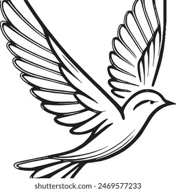 In: Bird Vektorgrafik Line Art. Line Art Design. In: Bird Drawing. Zeichnung. Kunstwerk. In: Bird Flying. Linie. Zeichnung.