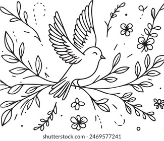 Bird Vector Line Art. Line Art Design. Bird Drawing. Sketch Art. Artwork. Bird Flying. Line. Drawing.