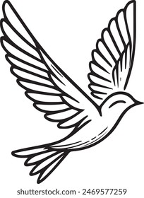 Bird Vector Line Art. Line Art Design. Bird Drawing. Sketch Art. Artwork. Bird Flying. Line. Drawing.