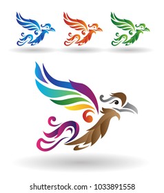 Bird vector logo abstract graphic by hand drawing
