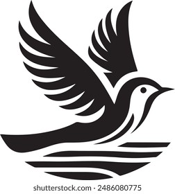 logotipo de Vector de pájaro blanco y negro