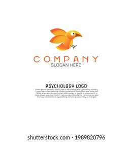 bird vector logo with bright yellow color