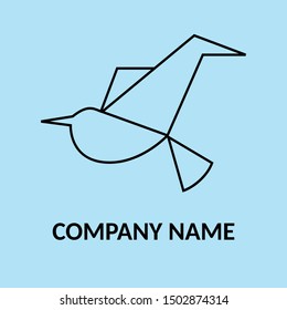 Bird vector logo design with black outline in blue background