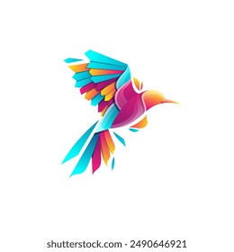 Bird vector logo design with a display concept combining some blue, purple, orange and red